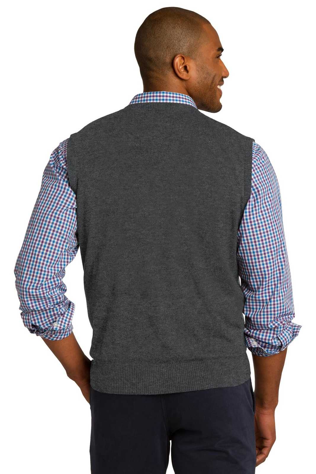 Port Authority SW286 Sweater Vest - Charcoal Heather - HIT a Double - 1