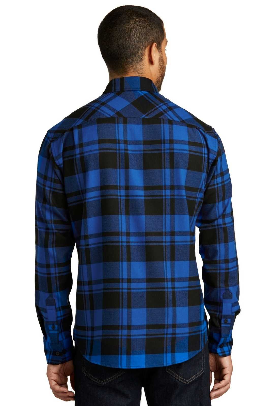 Port Authority W668 Plaid Flannel Shirt - Royal Black - HIT a Double - 1
