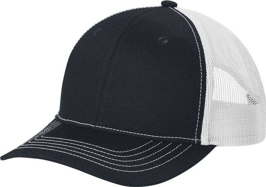 Port Authority YC112 Youth Snapback Trucker Cap - Rich Navy White - HIT a Double - 1