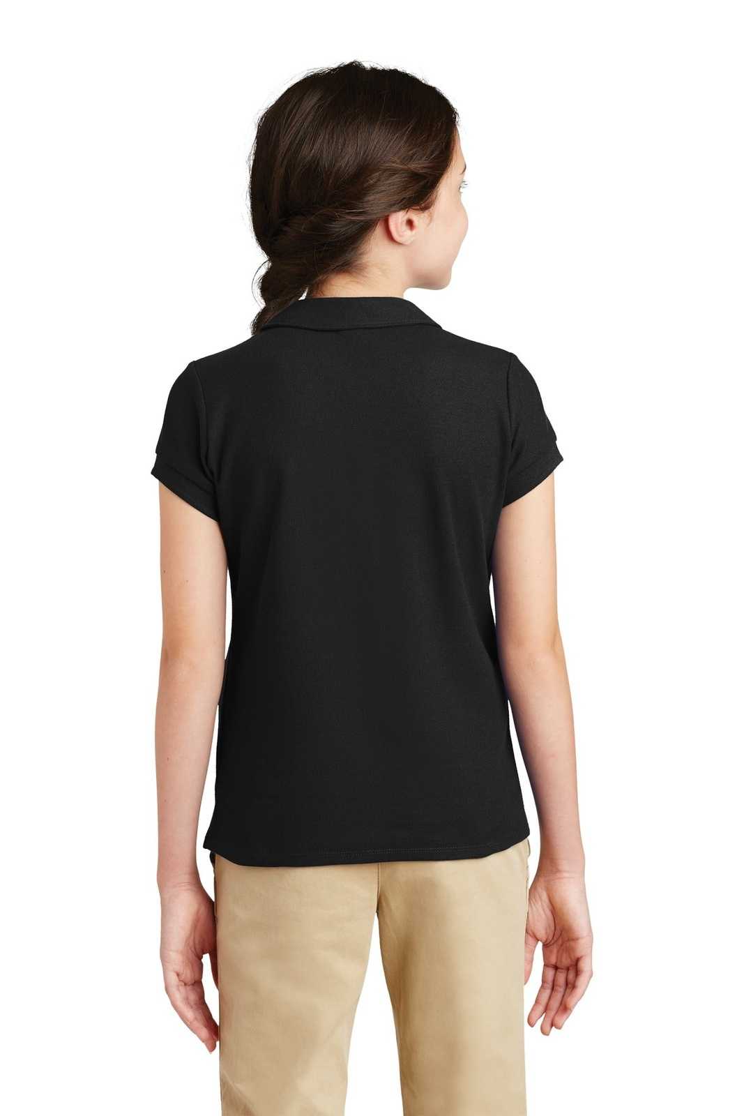 Port Authority YG503 Girls Silk Touch Peter Pan Collar Polo - Black - HIT a Double - 1