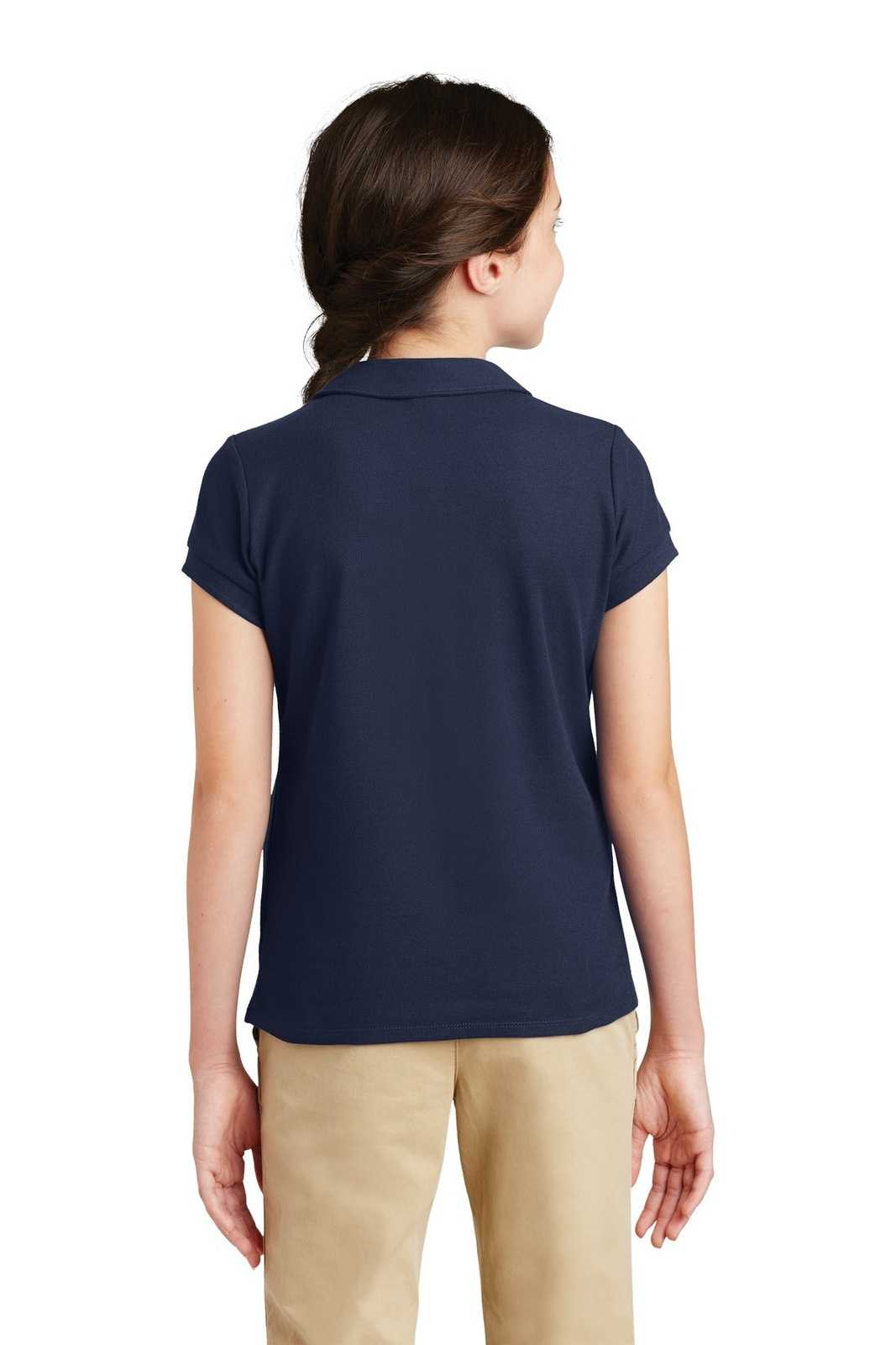 Port Authority YG503 Girls Silk Touch Peter Pan Collar Polo - Navy - HIT a Double - 1