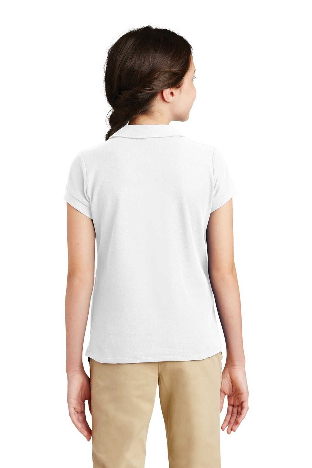 Port Authority YG503 Girls Silk Touch Peter Pan Collar Polo - White - HIT a Double - 2