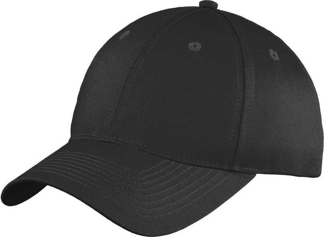 Port &amp; Company C914 Six-Panel Unstructured Twill Cap - Black - HIT a Double - 1