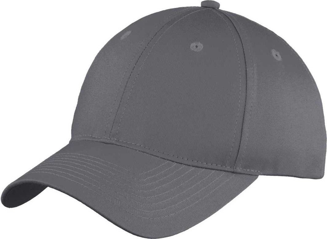Port &amp; Company C914 Six-Panel Unstructured Twill Cap - Charcoal - HIT a Double - 1