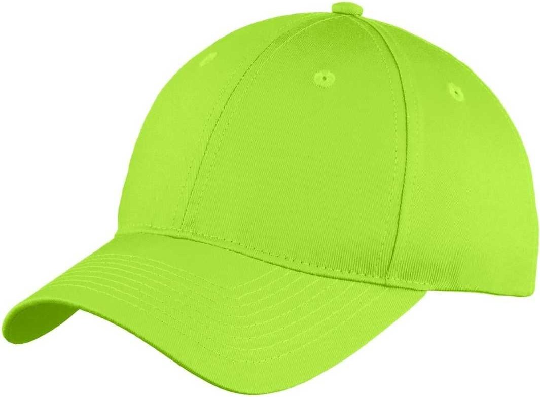 Port &amp; Company C914 Six-Panel Unstructured Twill Cap - Lime - HIT a Double - 1