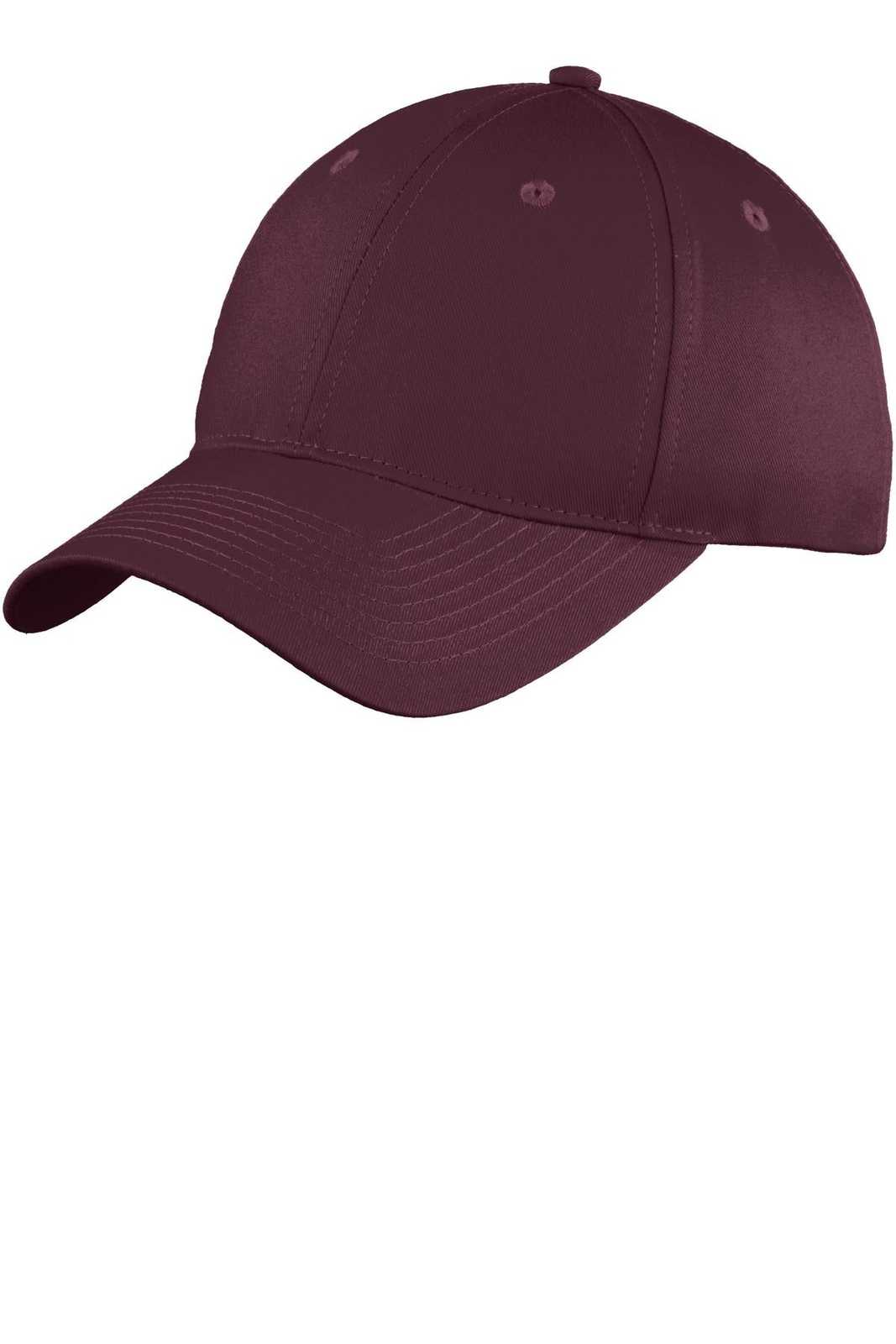 Port & Company C914 Six-Panel Unstructured Twill Cap - Maroon - HIT a Double - 1