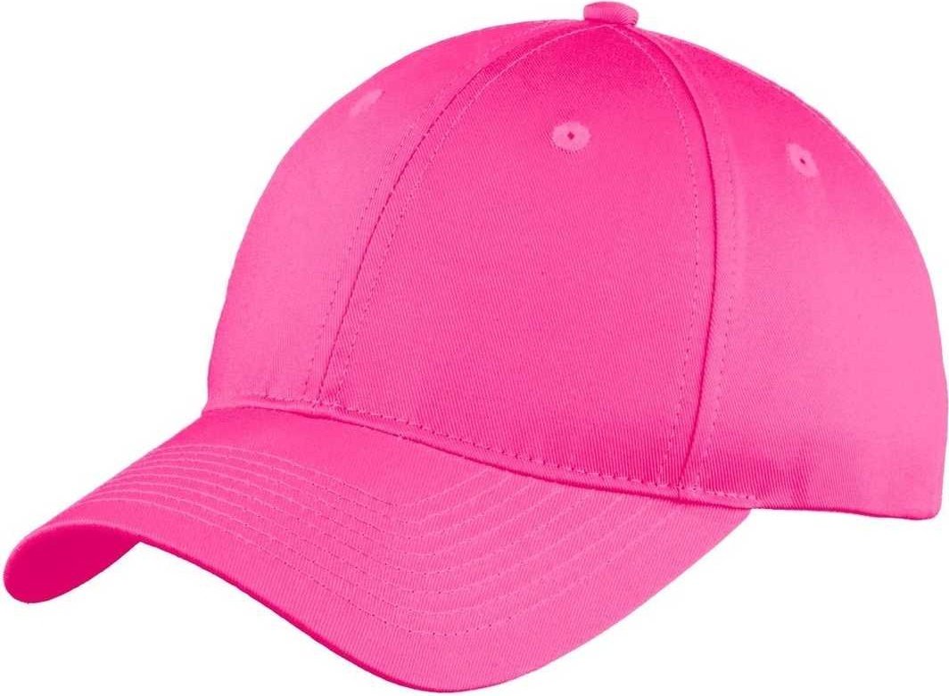 Port &amp; Company C914 Six-Panel Unstructured Twill Cap - Neon Pink - HIT a Double - 1