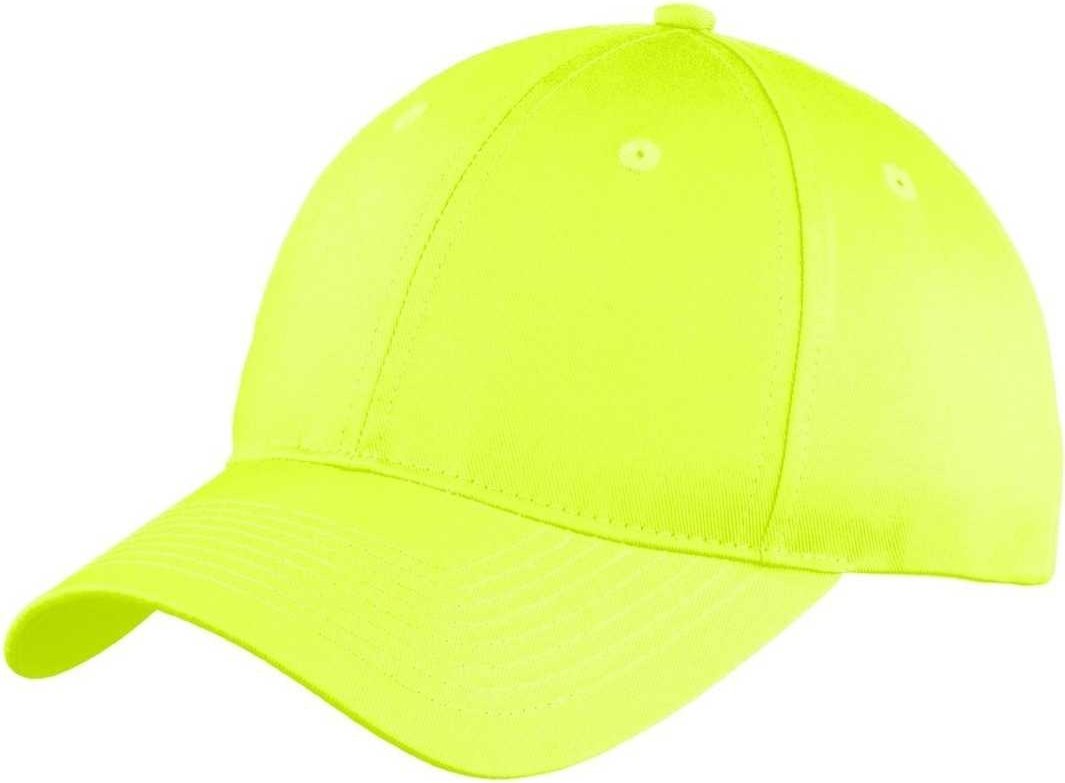 Port &amp; Company C914 Six-Panel Unstructured Twill Cap - Neon Yellow - HIT a Double - 1