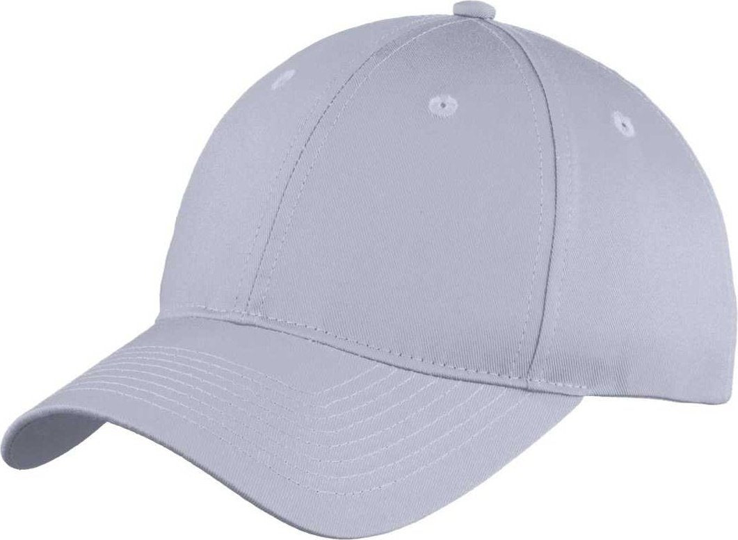Port &amp; Company C914 Six-Panel Unstructured Twill Cap - Silver - HIT a Double - 1