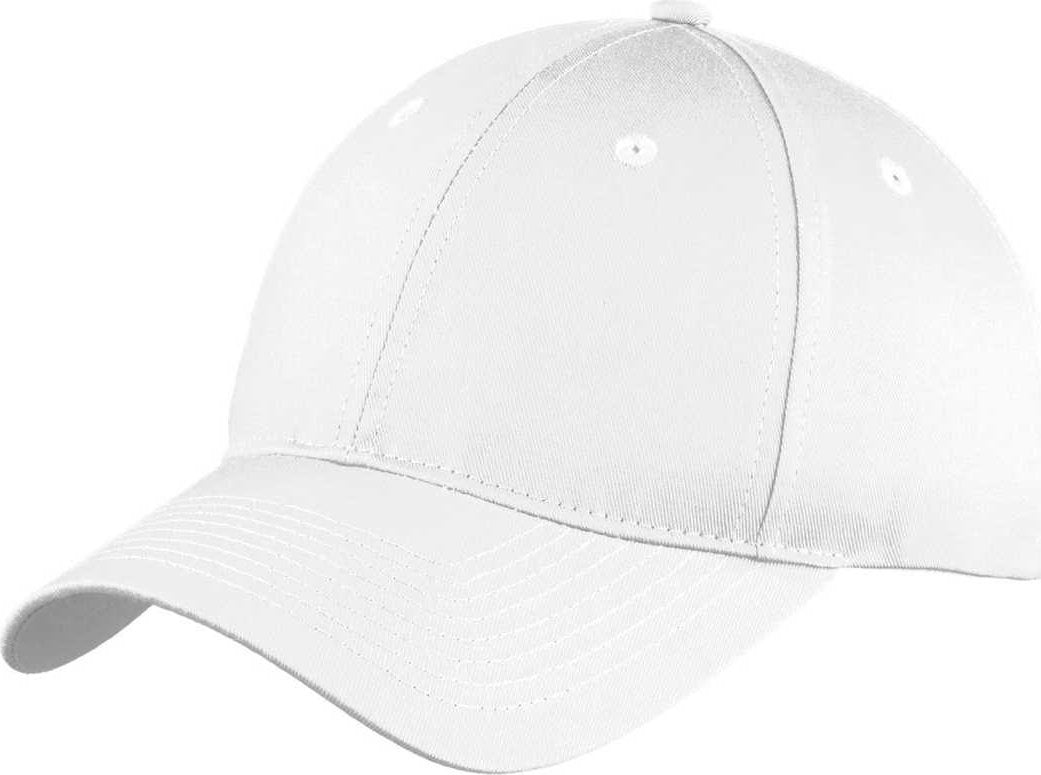 Port & Company C914 Six-Panel Unstructured Twill Cap - White - HIT a Double - 1