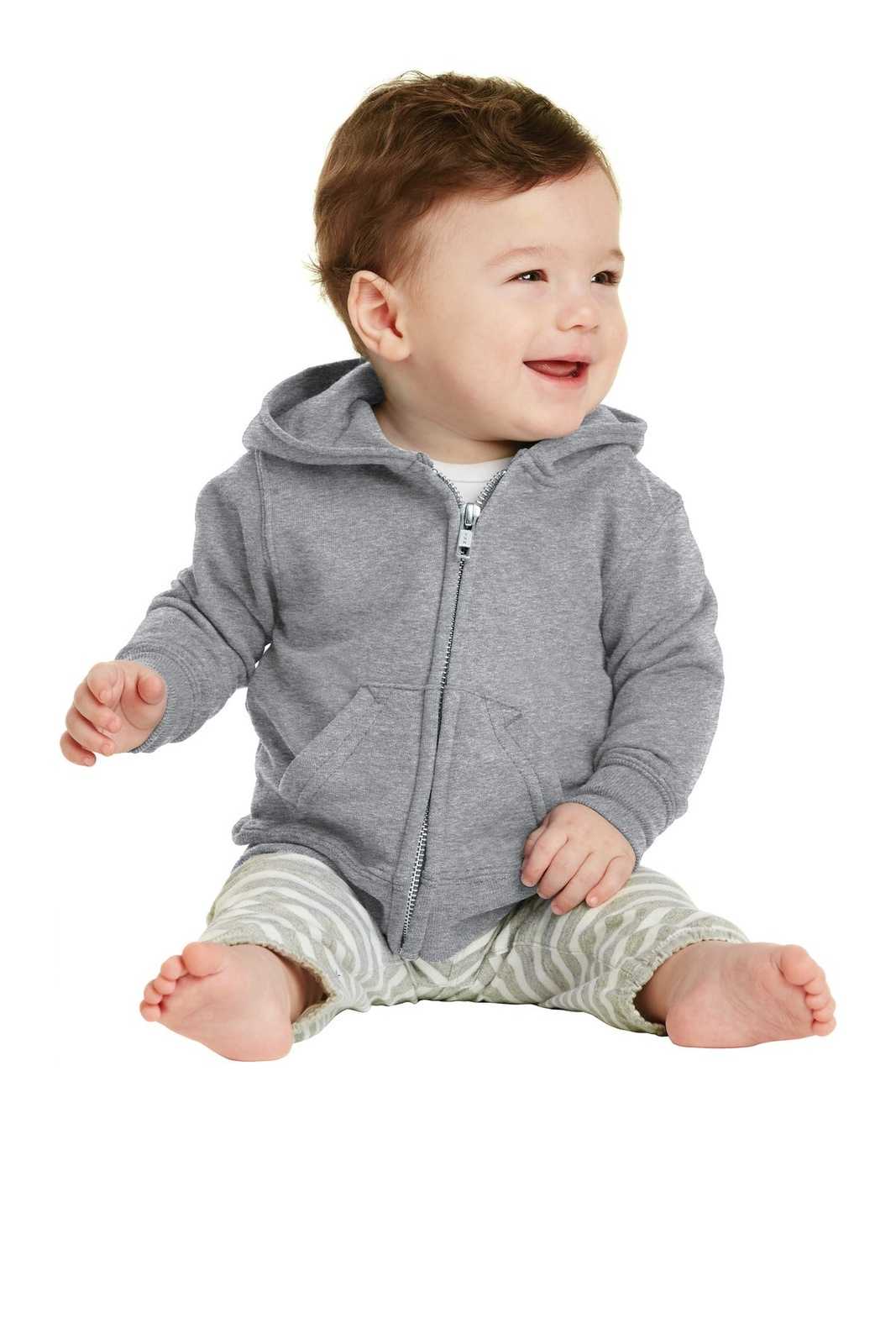 Port & Company CAR78IZH Infant Core Fleece Full-Zip Hooded Sweatshirt - Athletic Heather - HIT a Double - 1