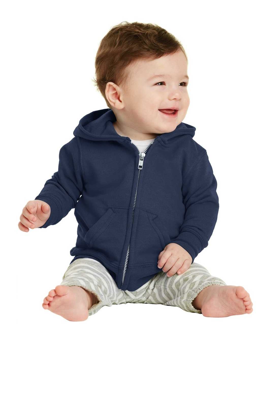 Port & Company CAR78IZH Infant Core Fleece Full-Zip Hooded Sweatshirt - Navy - HIT a Double - 1