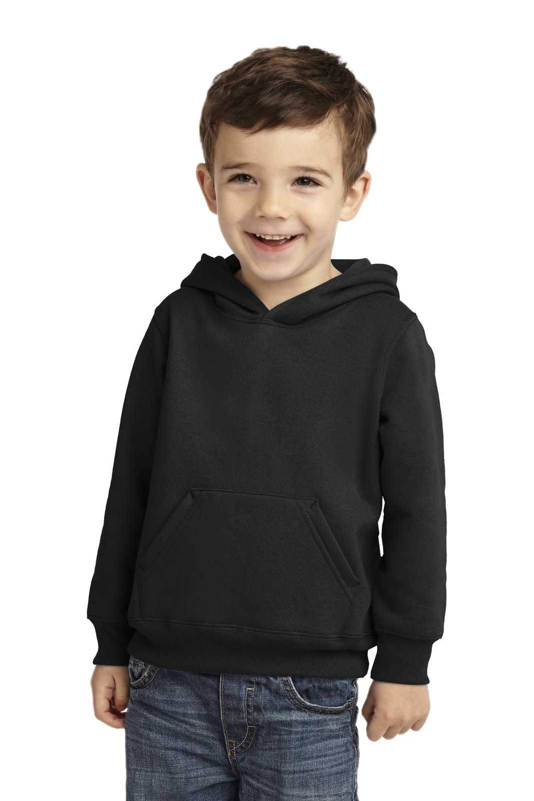 Port & Company CAR78TH Toddler Core Fleece Pullover Hooded Sweatshirt - Jet Black - HIT a Double - 1