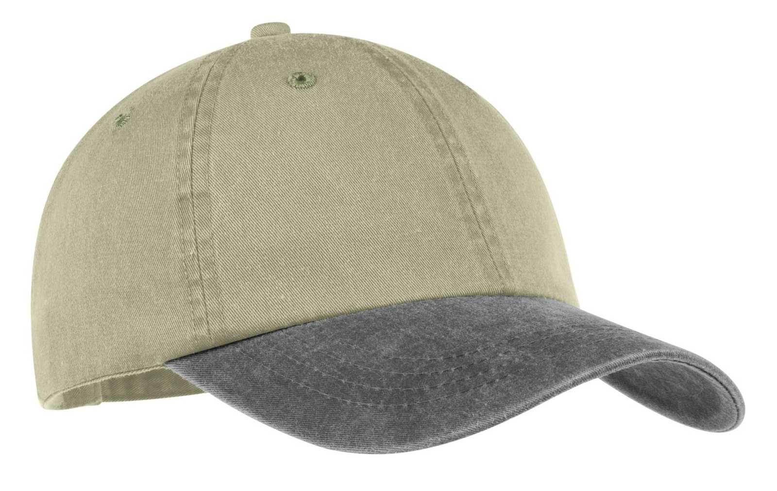 Port & Company CP83 Two-Tone Pigment-Dyed Cap - Khaki Charcoal - HIT a Double - 1