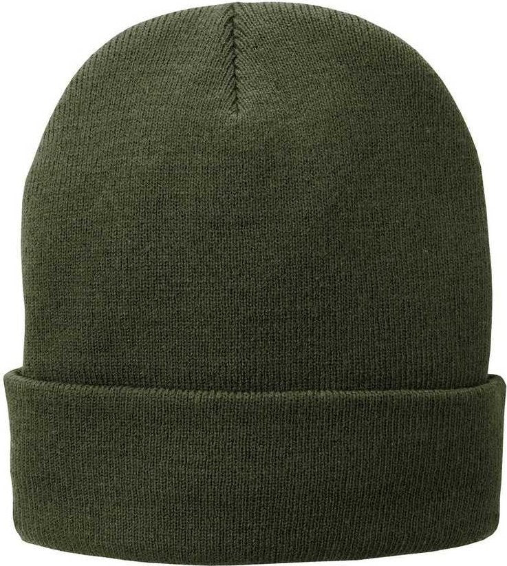 Port & Company CP90L Fleece-Lined Knit Cap - Olive Drab Green - HIT a Double - 1
