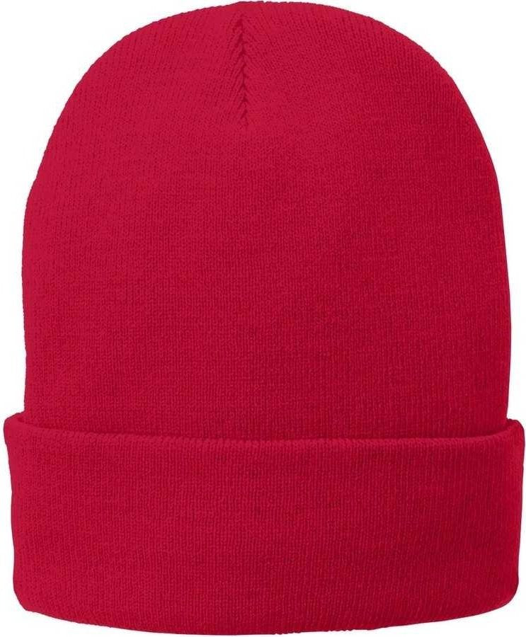 Port & Company CP90L Fleece-Lined Knit Cap with Cuff - Athletic Red - HIT a Double - 1
