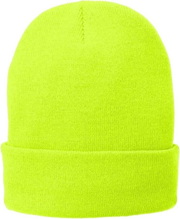 Port & Company CP90L Fleece-Lined Knit Cap with Cuff - Neon Yellow - HIT a Double - 1