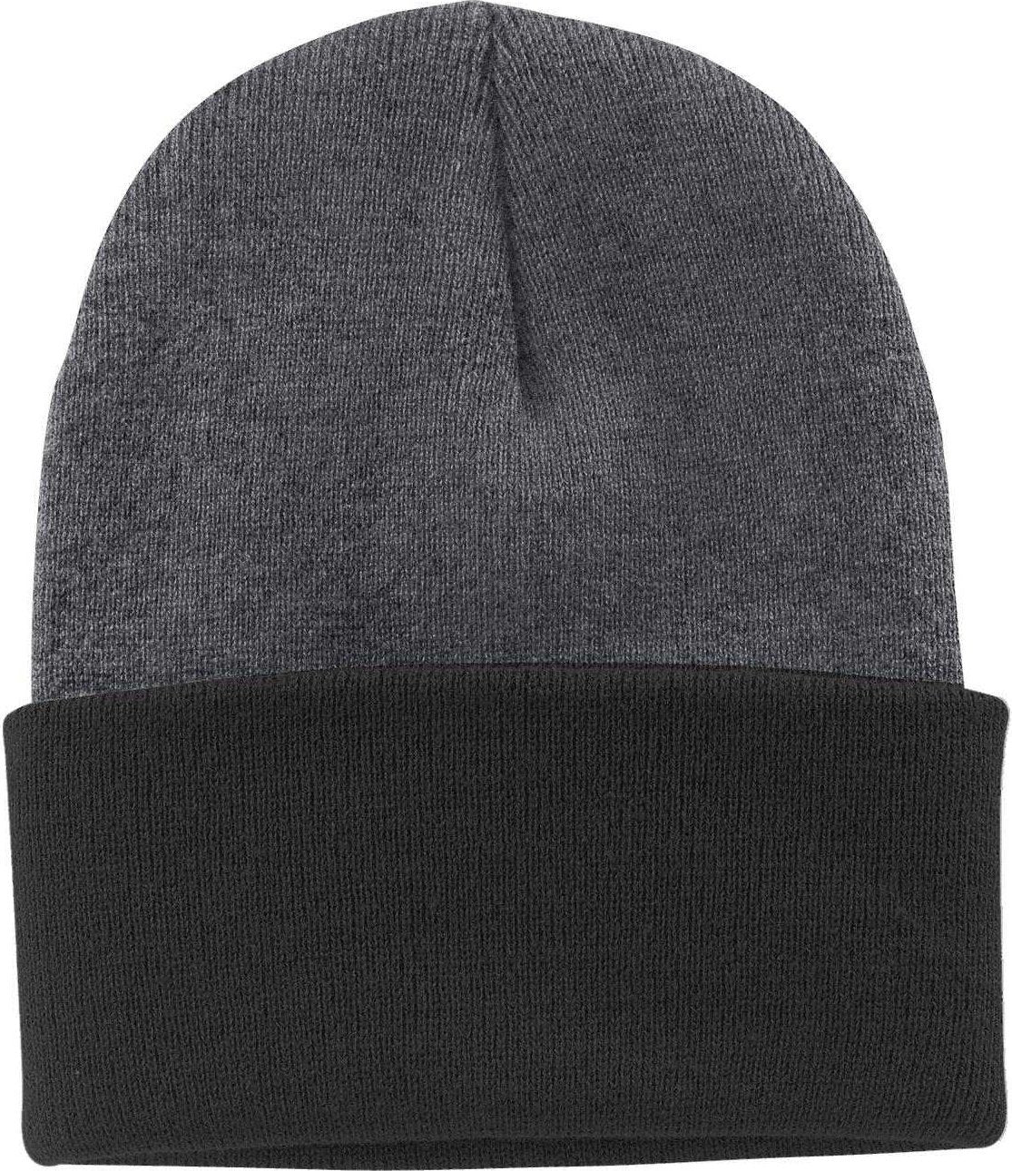 Port & Company CP90 Knit Cap with Cuff - Athletic Oxford Black - HIT a Double - 1