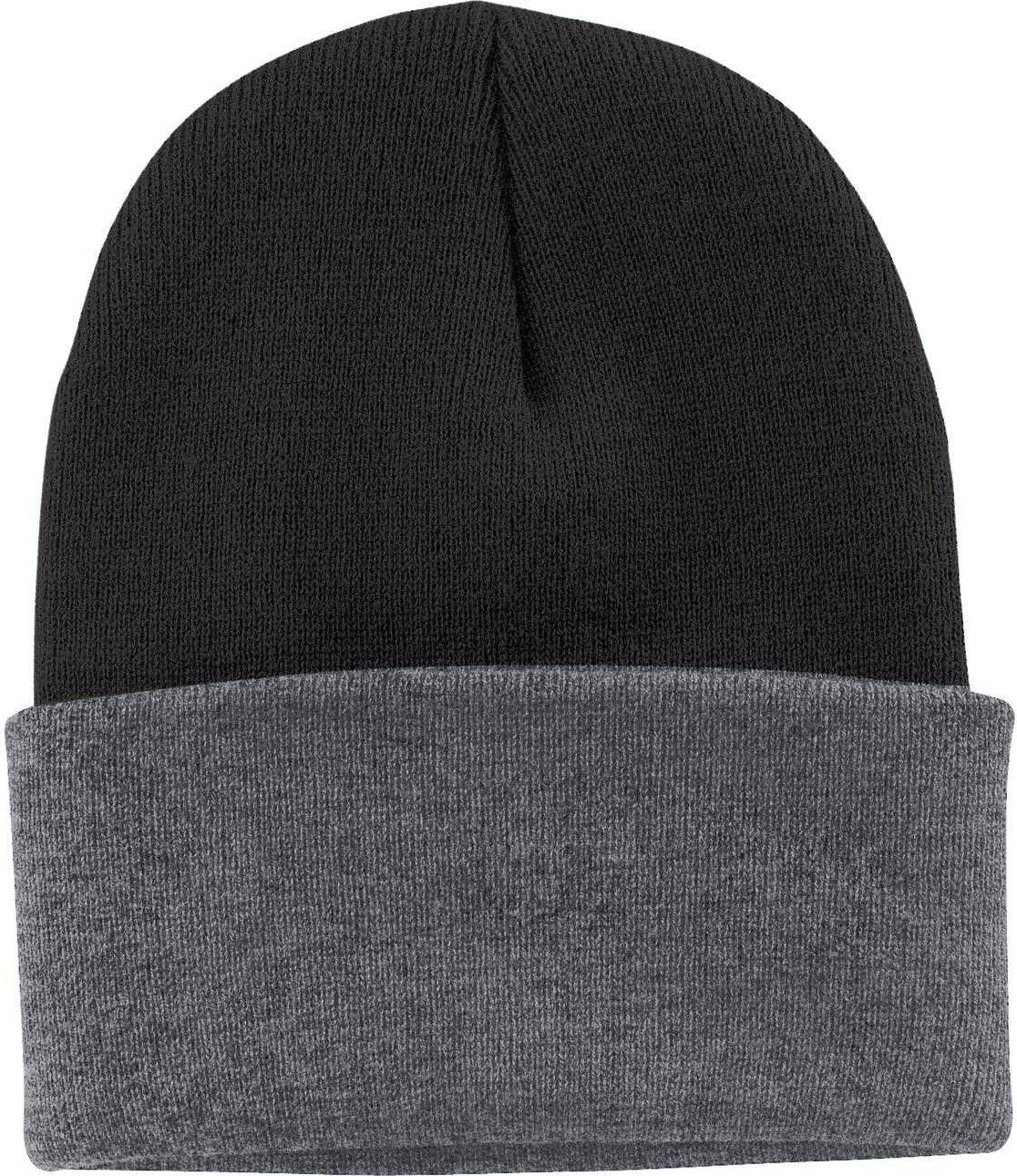 Port & Company CP90 Knit Cap with Cuff - Black Athletic Oxford - HIT a Double - 1