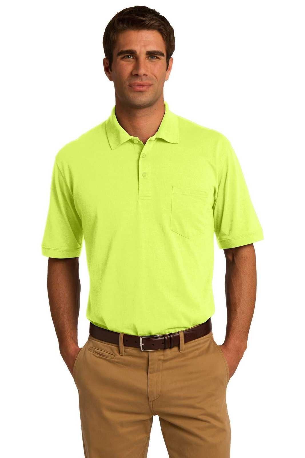 Port & Company KP55P Core Blend Jersey Knit Pocket Polo - Safety Green - HIT a Double - 1