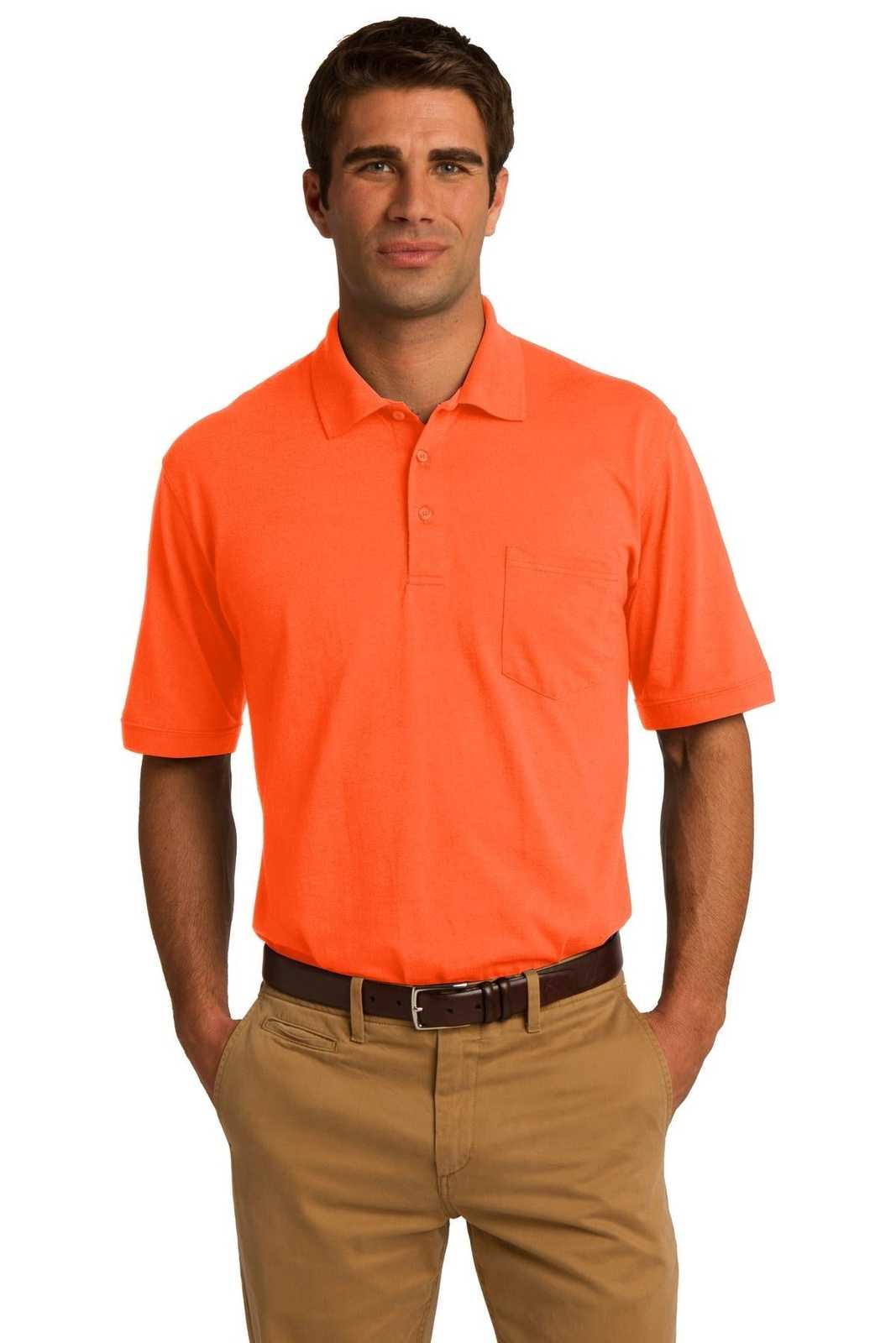 Port & Company KP55P Core Blend Jersey Knit Pocket Polo - Safety Orange - HIT a Double - 1