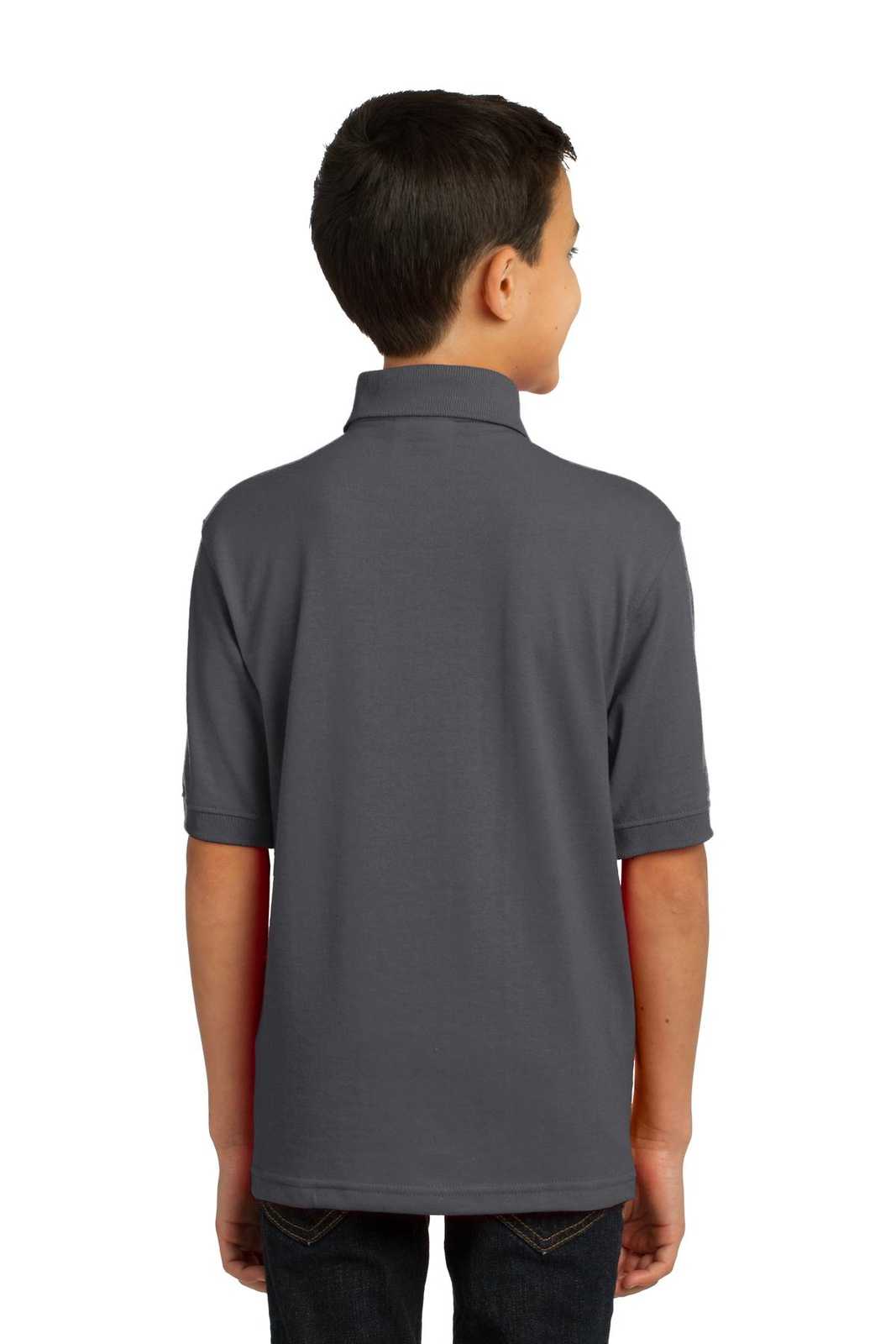 Port & Company KP55Y Youth Core Blend Jersey Knit Polo - Charcoal - HIT a Double - 1