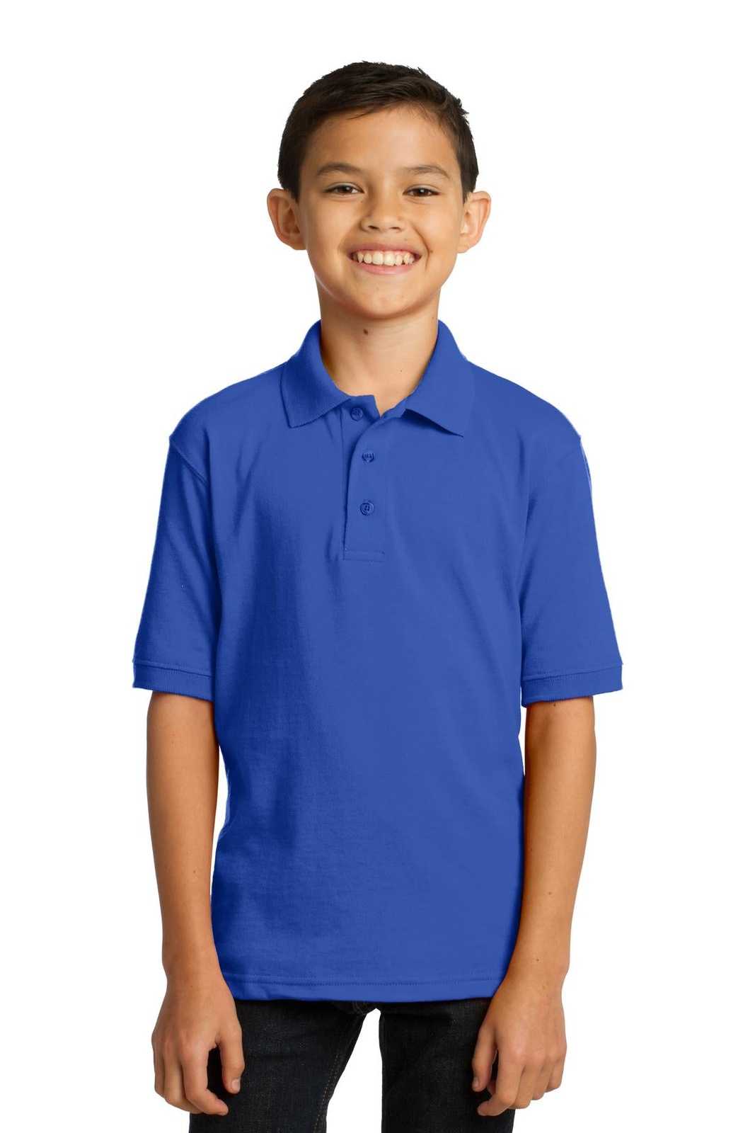 Port & Company KP55Y Youth Core Blend Jersey Knit Polo - Royal - HIT a Double - 1