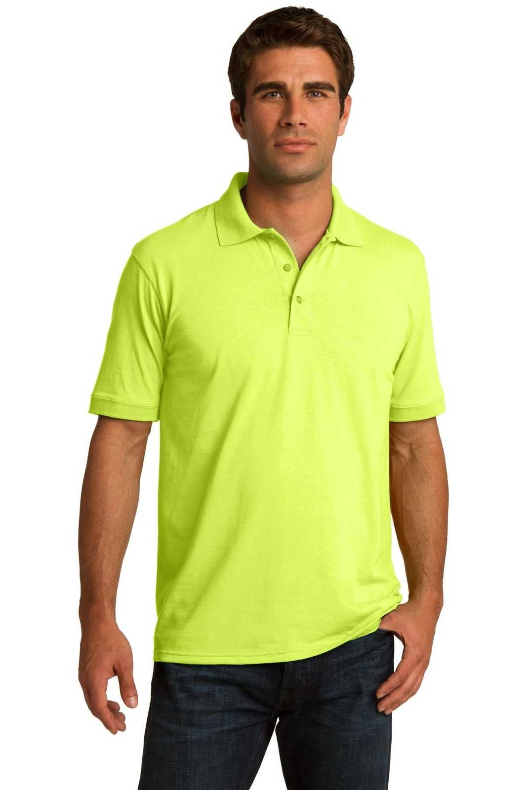 Port & Company KP55 Core Blend Jersey Knit Polo - Safety Green - HIT a Double - 1