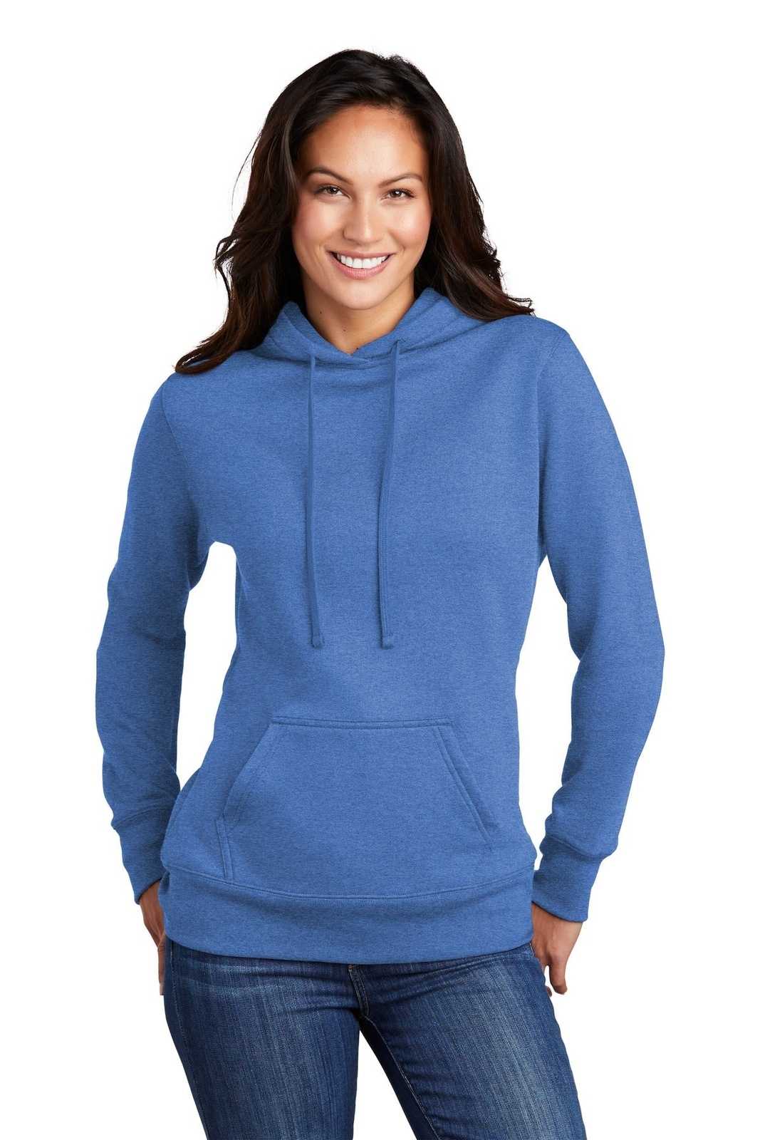 Port &amp; Company LPC78H Ladies Core Fleece Pullover Hooded Sweatshirt - Heather Royal - HIT a Double - 1