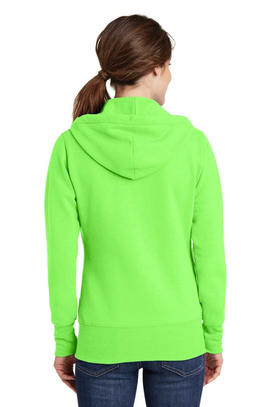 Port & Company LPC78ZH Ladies Core Fleece Full-Zip Hooded Sweatshirt - Neon Green - HIT a Double - 1