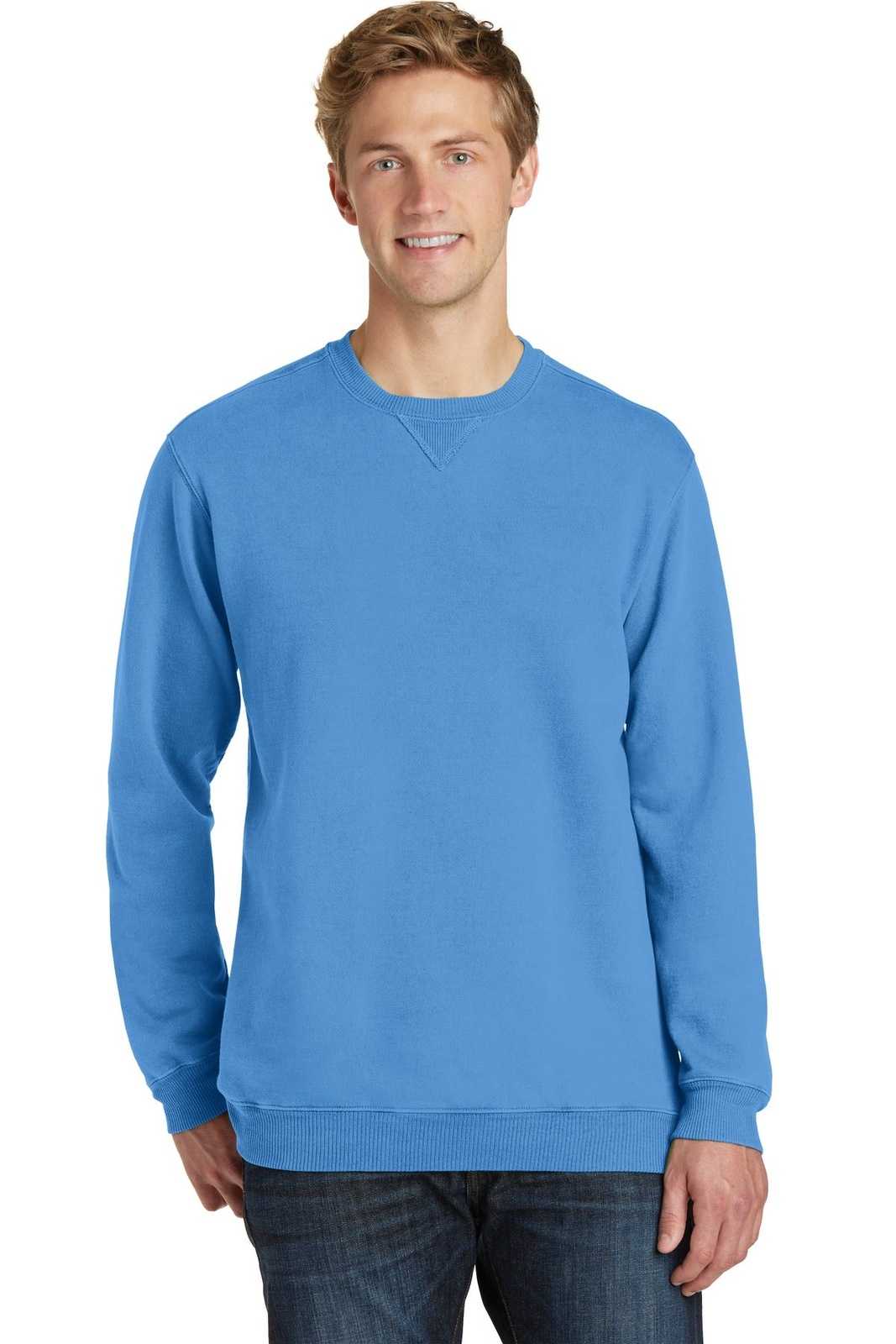 Port & Company PC098 Beach Wash Garment-Dyed Sweatshirt - Blue Moon - HIT a Double - 1