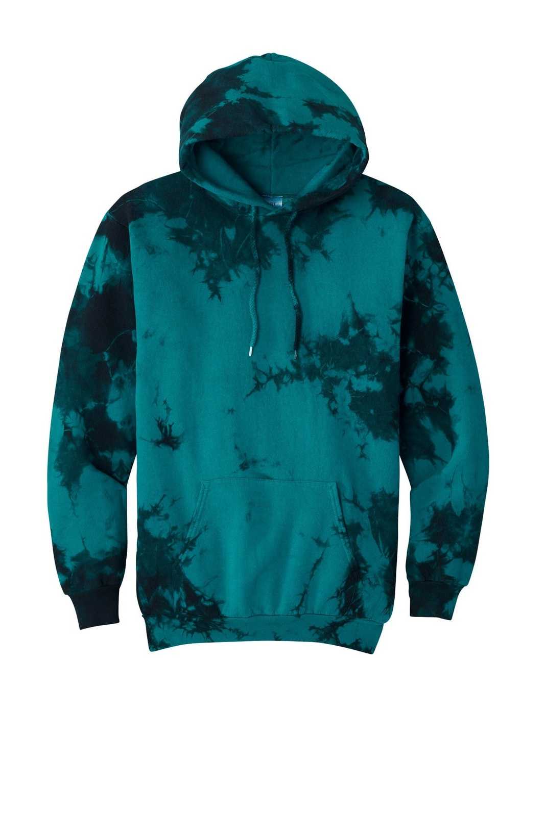 Port & Company PC144 Crystal Tie-Dye Pullover Hoodie - Black Teal - HIT a Double - 1