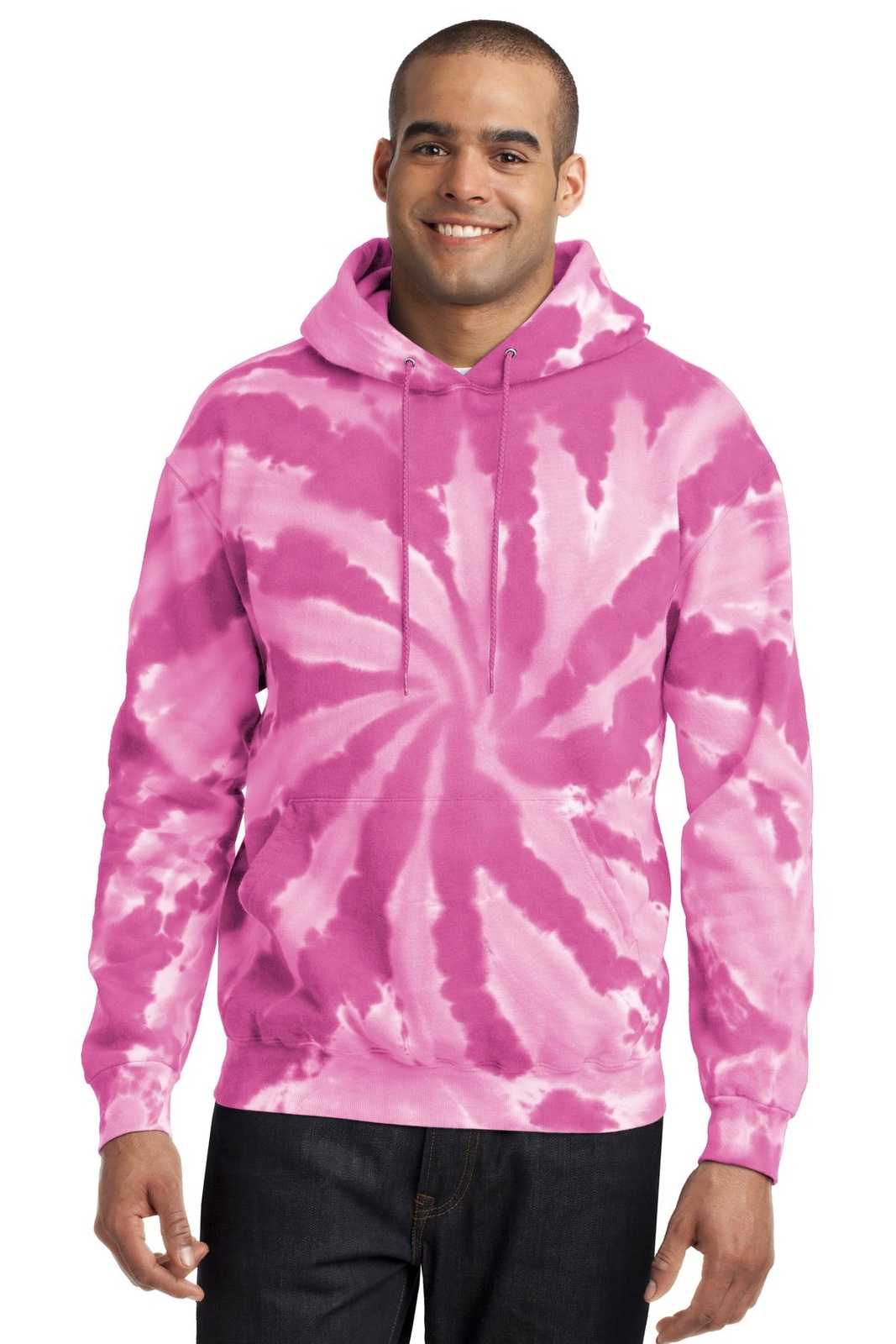 Port & Company PC146 Tie-Dye Pullover Hooded Sweatshirt - Pink - HIT a Double - 1