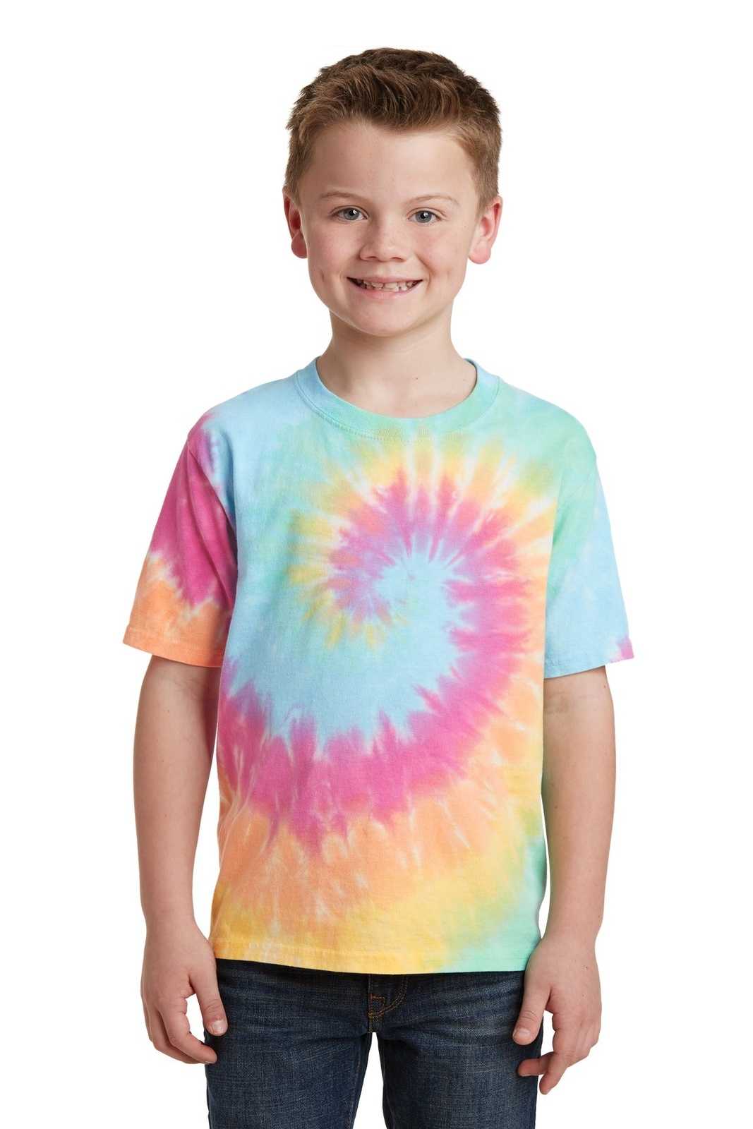 Port & Company PC147Y Youth Tie-Dye Tee - Pastel Rainbow - HIT a Double - 1