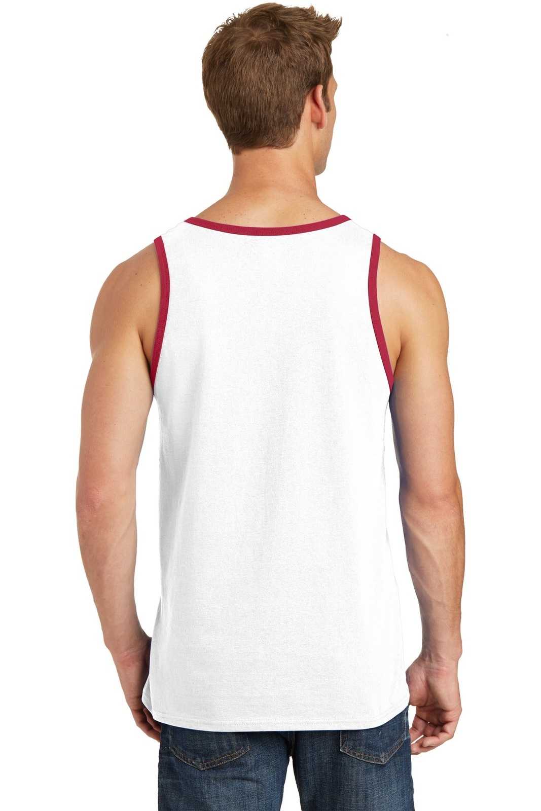 Port & Company PC54TT Core Cotton Tank Top - White Red - HIT a Double - 1