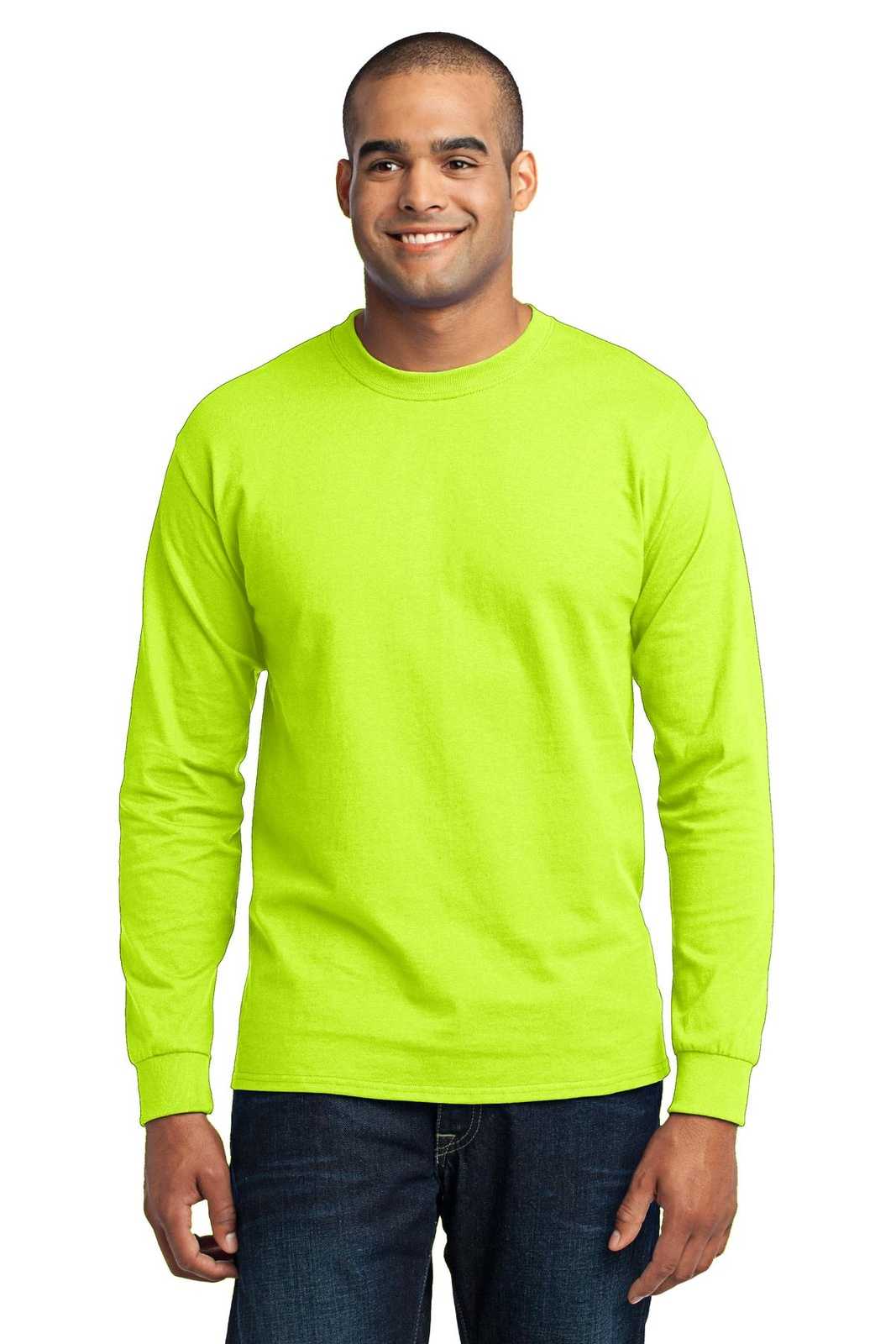 Port & Company PC55LST Tall Long Sleeve Core Blend Tee - Safety Green - HIT a Double - 1