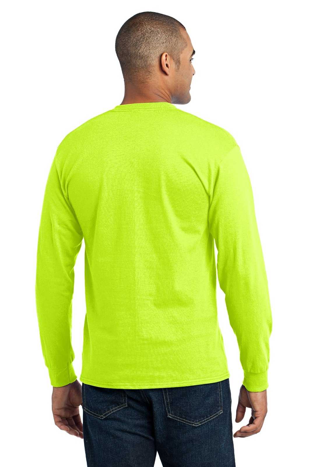 Port & Company PC55LS Long Sleeve Core Blend Tee - Safety Green - HIT a Double - 1