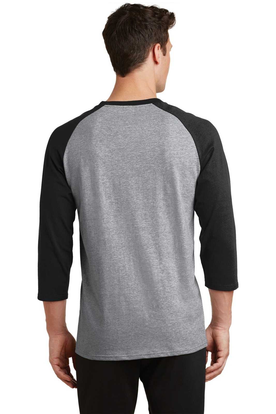 Port & Company PC55RS Core Blend 3/4-Sleeve Raglan Tee - Athletic Heather Jet Black - HIT a Double - 1