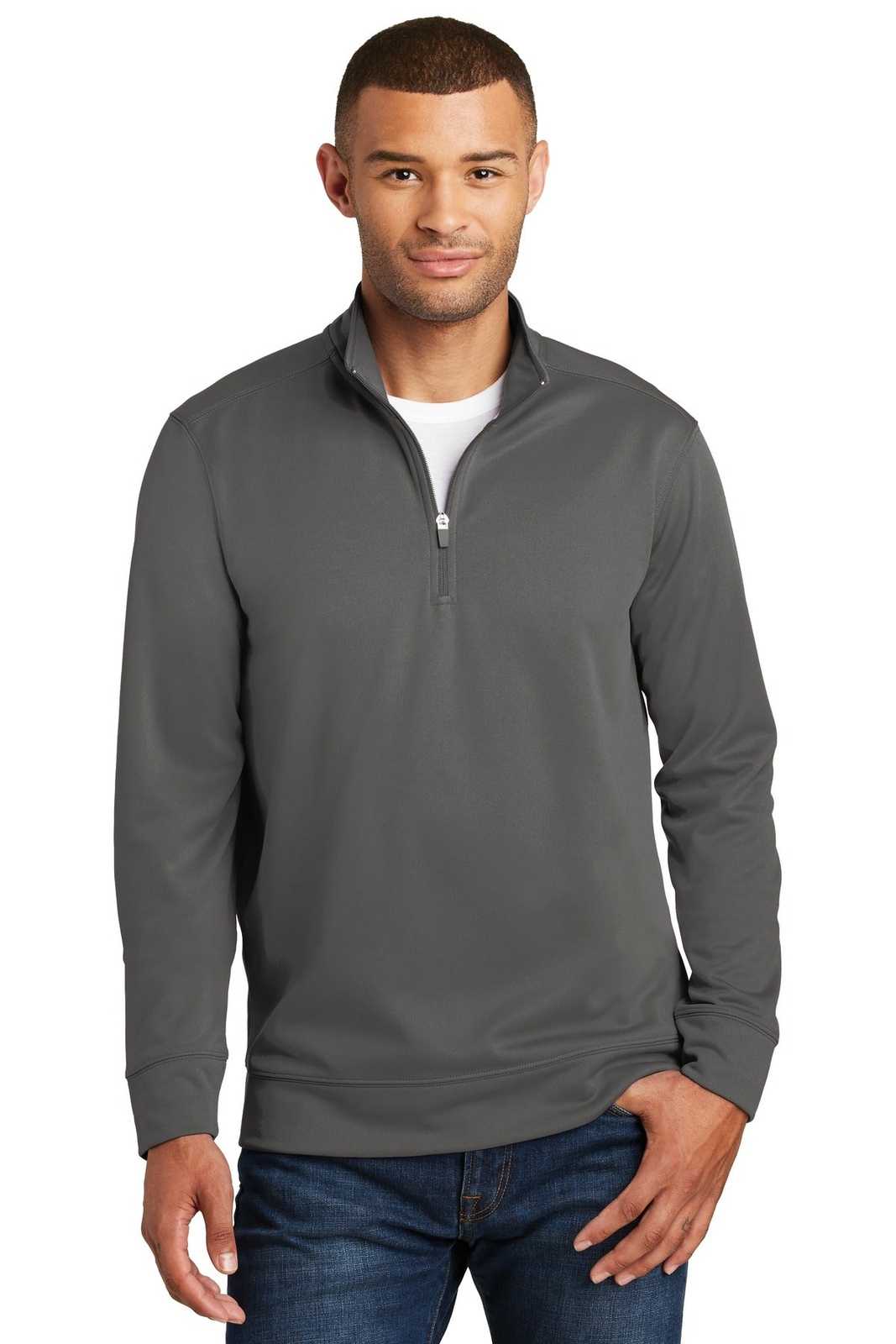 Port & Company PC590Q Fleece 1/4-Zip Pullover Sweatshirt - Charcoal - HIT a Double - 1