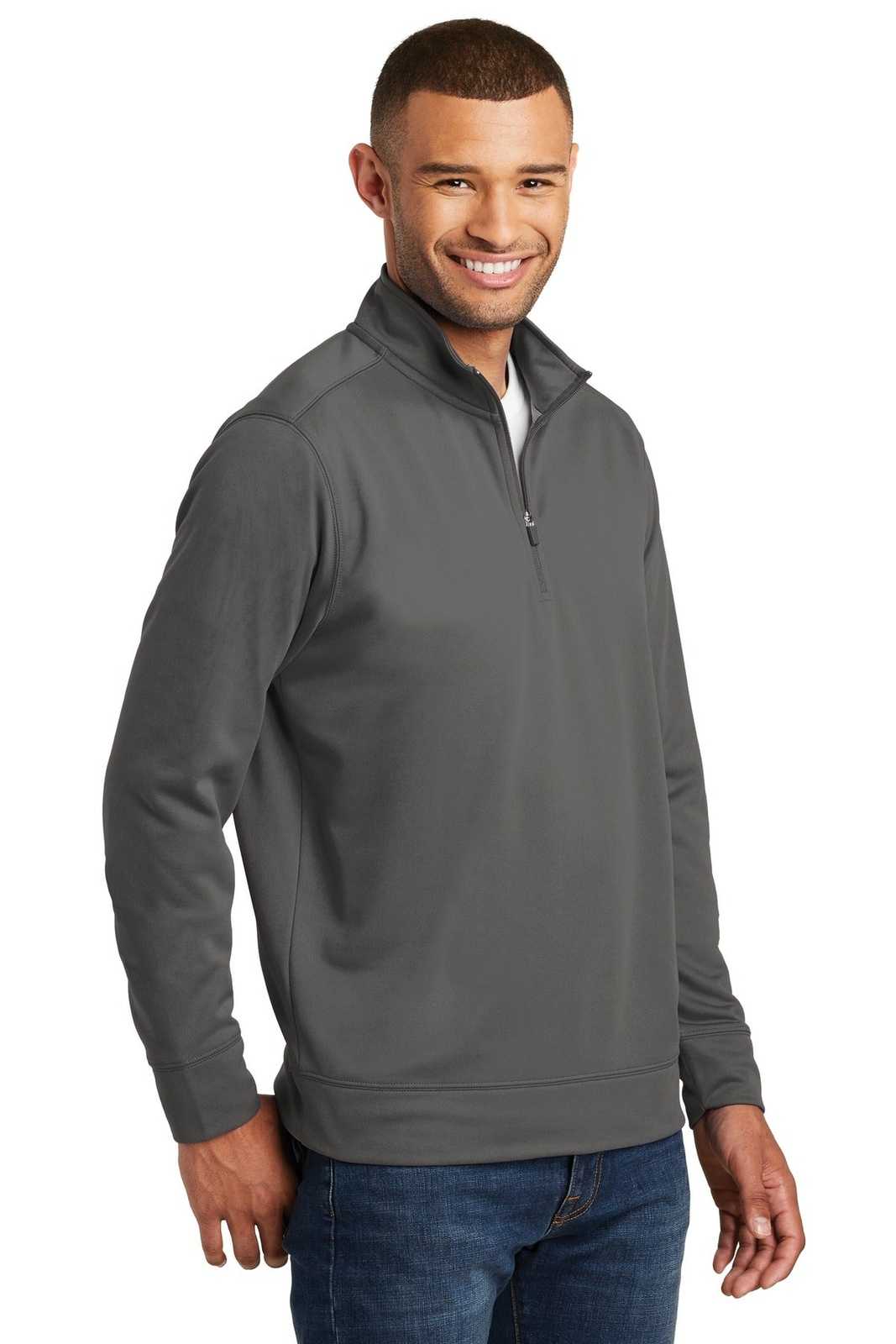 Port &amp; Company PC590Q Fleece 1/4-Zip Pullover Sweatshirt - Charcoal - HIT a Double - 4