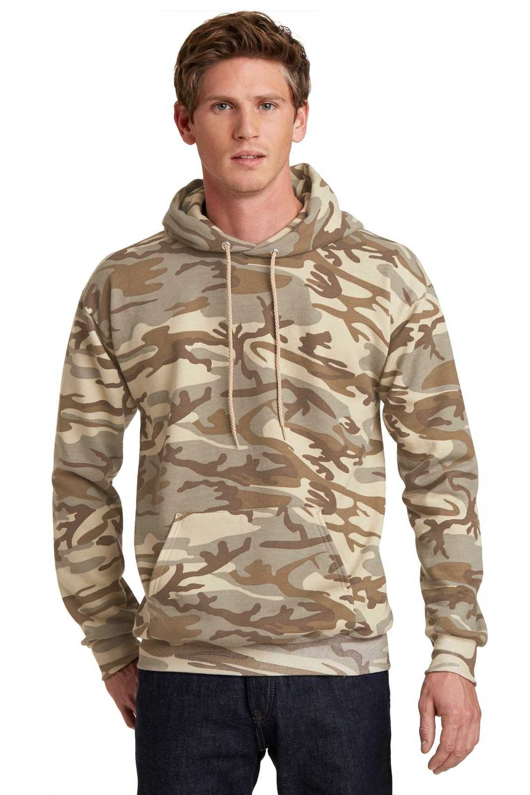 Port & Company PC78HC Core Fleece Camo Pullover Hooded Sweatshirt - Desert Camo - HIT a Double - 1
