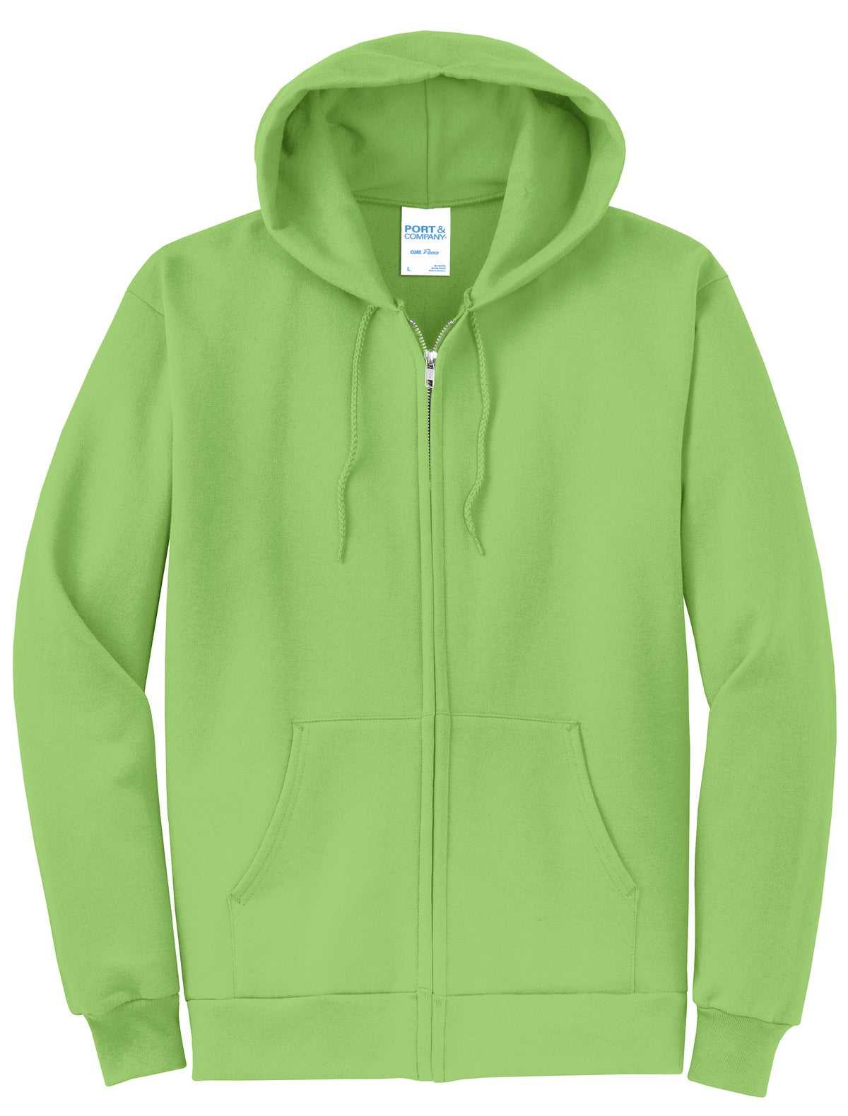 Port &amp; Company PC78ZH Core Fleece Full-Zip Hooded Sweatshirt - Lime - HIT a Double - 5