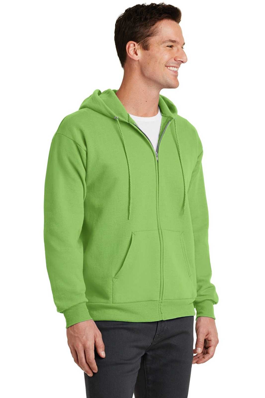 Port &amp; Company PC78ZH Core Fleece Full-Zip Hooded Sweatshirt - Lime - HIT a Double - 4