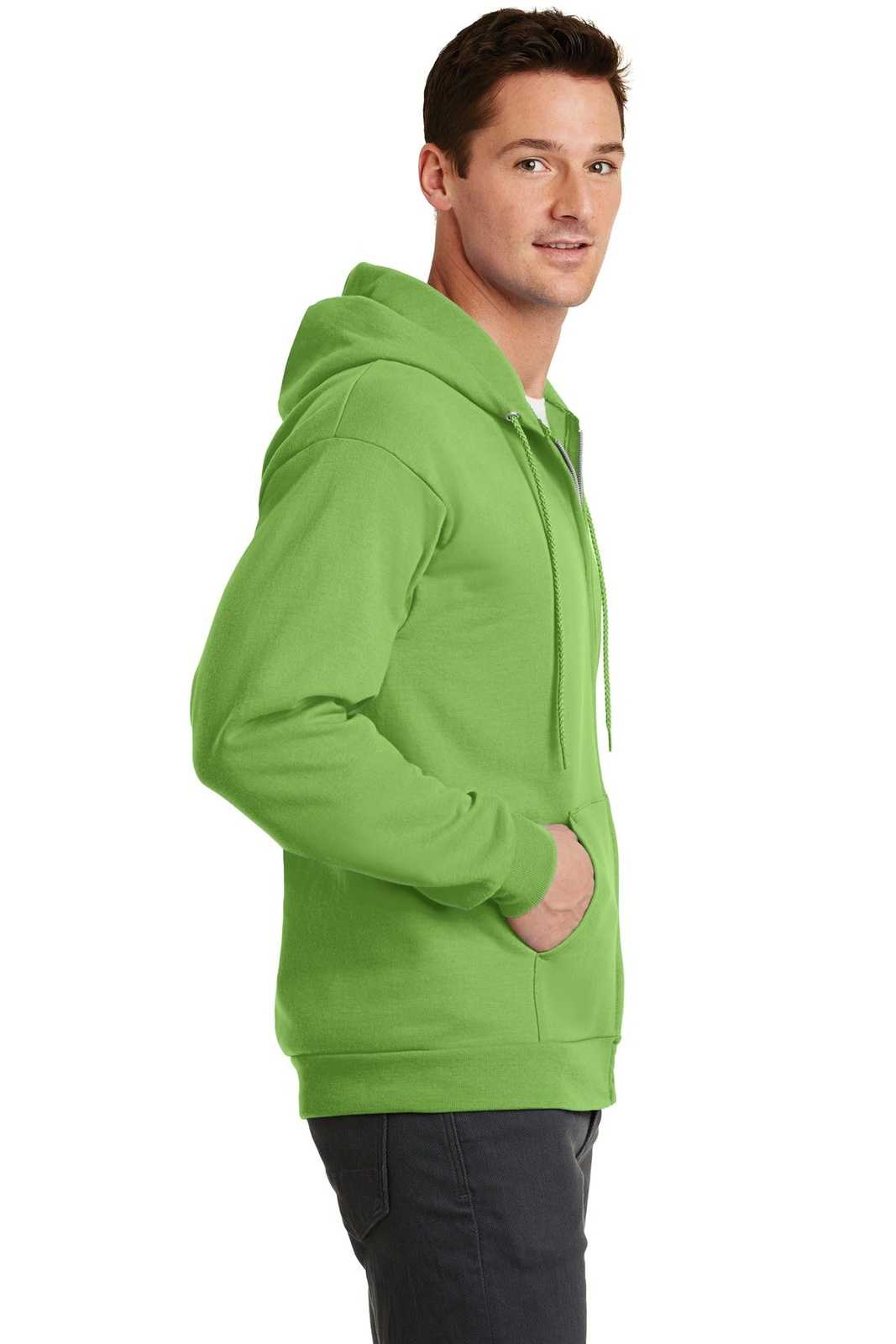 Port &amp; Company PC78ZH Core Fleece Full-Zip Hooded Sweatshirt - Lime - HIT a Double - 3