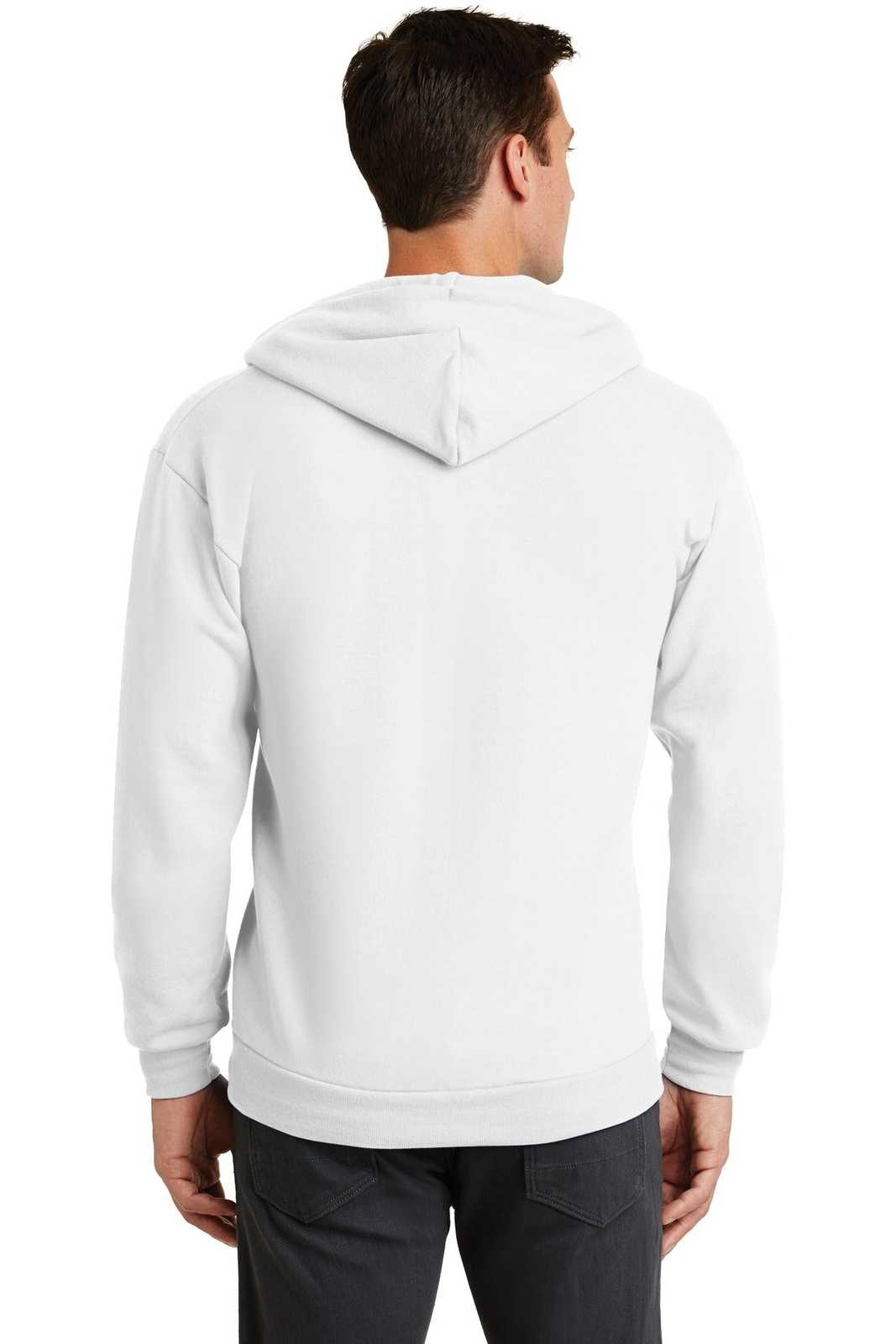 Port & Company PC78ZH Core Fleece Full-Zip Hooded Sweatshirt - White - HIT a Double - 1