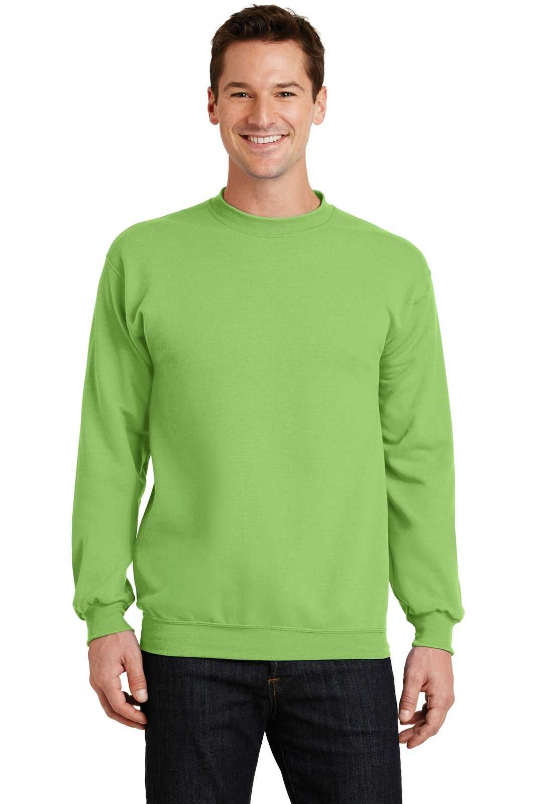 Port & Company PC78 Core Fleece Crewneck Sweatshirt - Lime - HIT a Double - 1