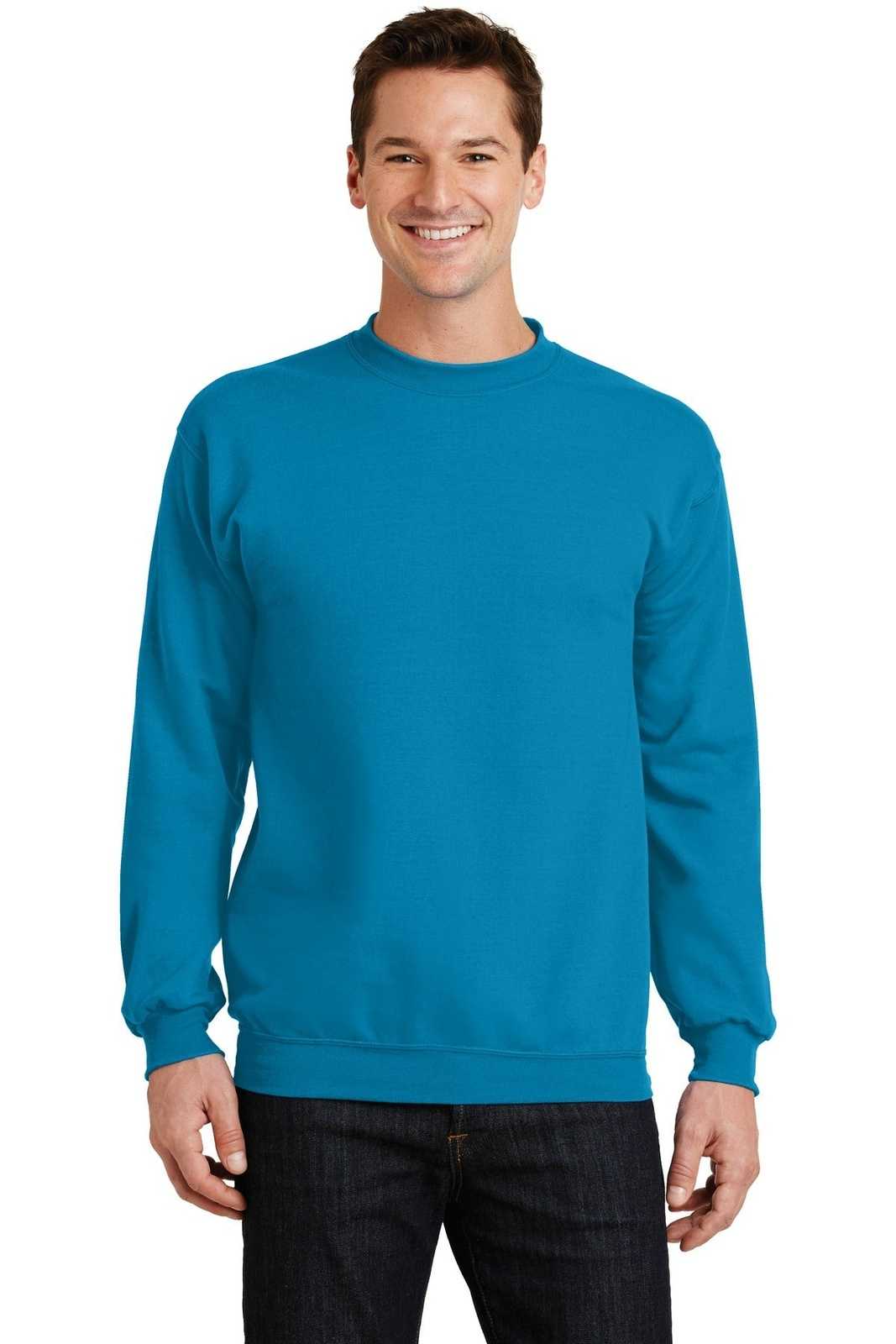 Port & Company PC78 Core Fleece Crewneck Sweatshirt - Neon Blue - HIT a Double - 1
