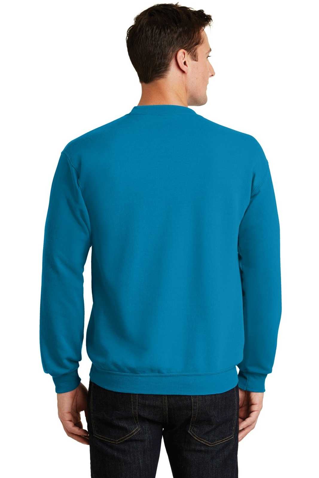Port & Company PC78 Core Fleece Crewneck Sweatshirt - Neon Blue - HIT a Double - 1