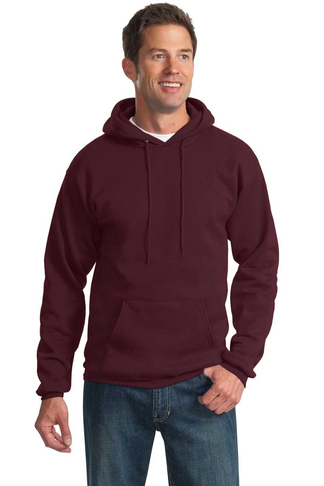 Port & Company PC90HT Tall Essential Fleece Pullover Hooded Sweatshirt - Maroon - HIT a Double - 1