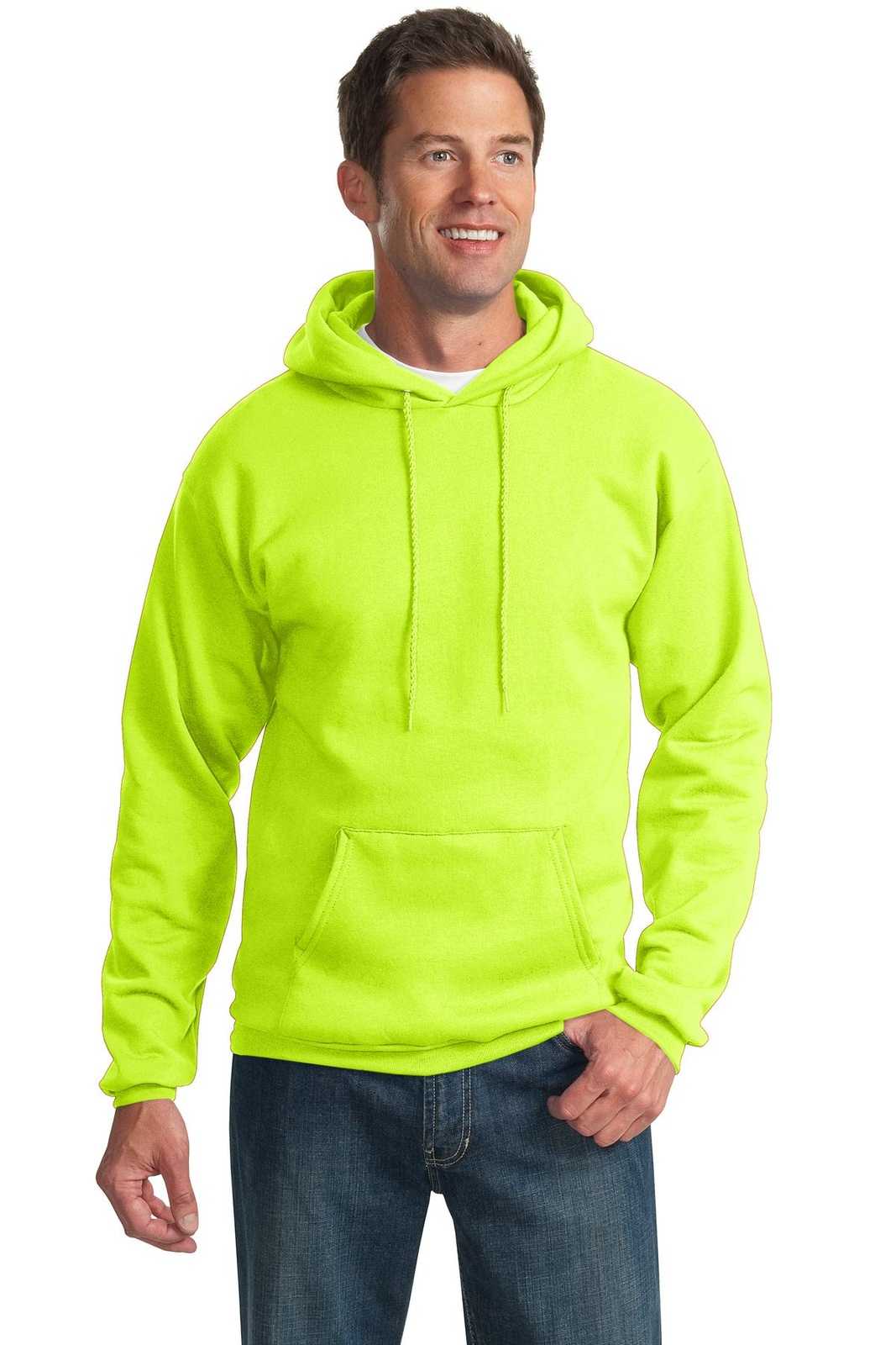 Port & Company PC90H Essential Fleece Pullover Hooded Sweatshirt - Safety Green - HIT a Double - 1
